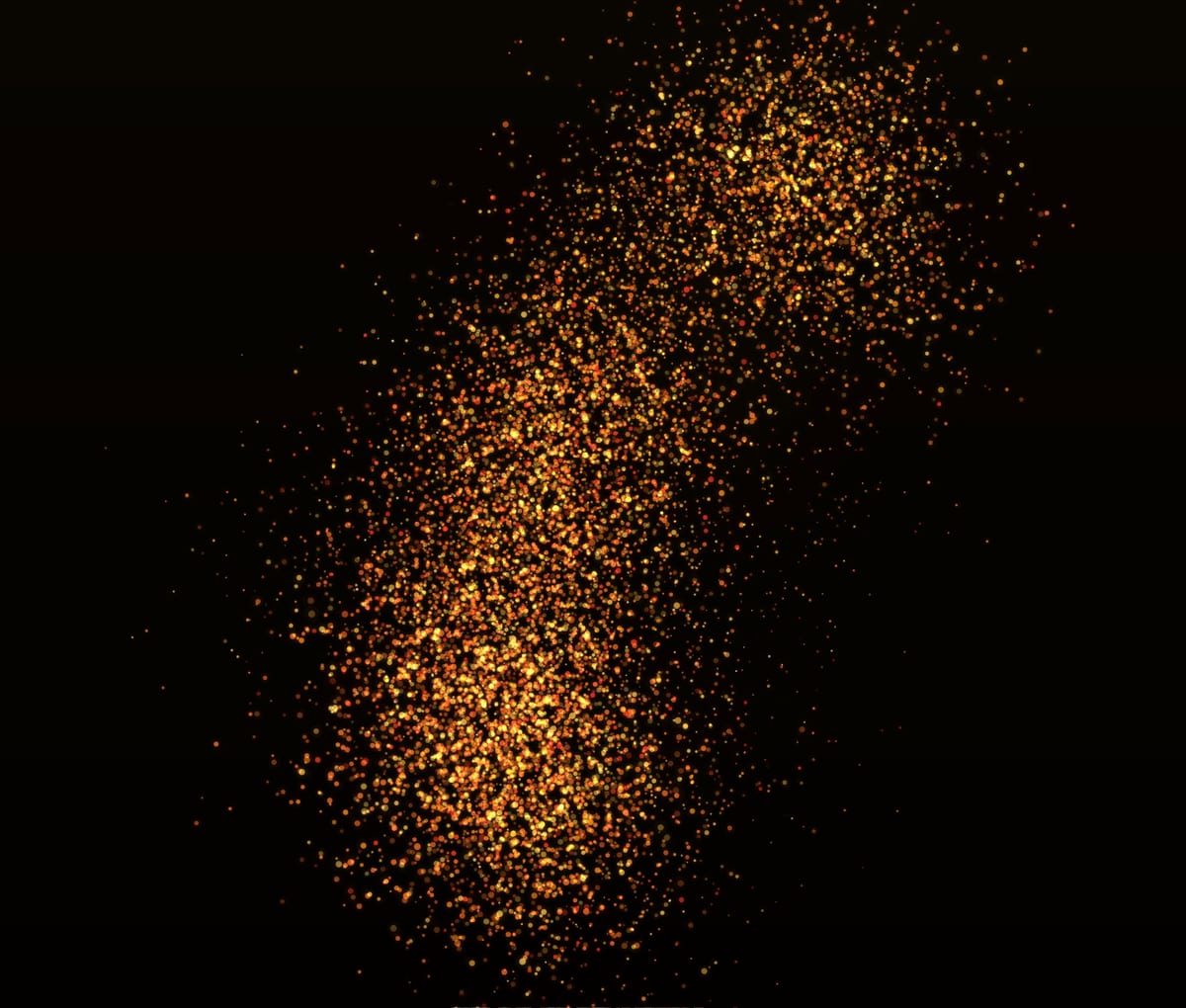 Thousands of orange and gold temple points gather over a dark outline of Taiwan in Cindy Lin's 《香火 / Incense》.