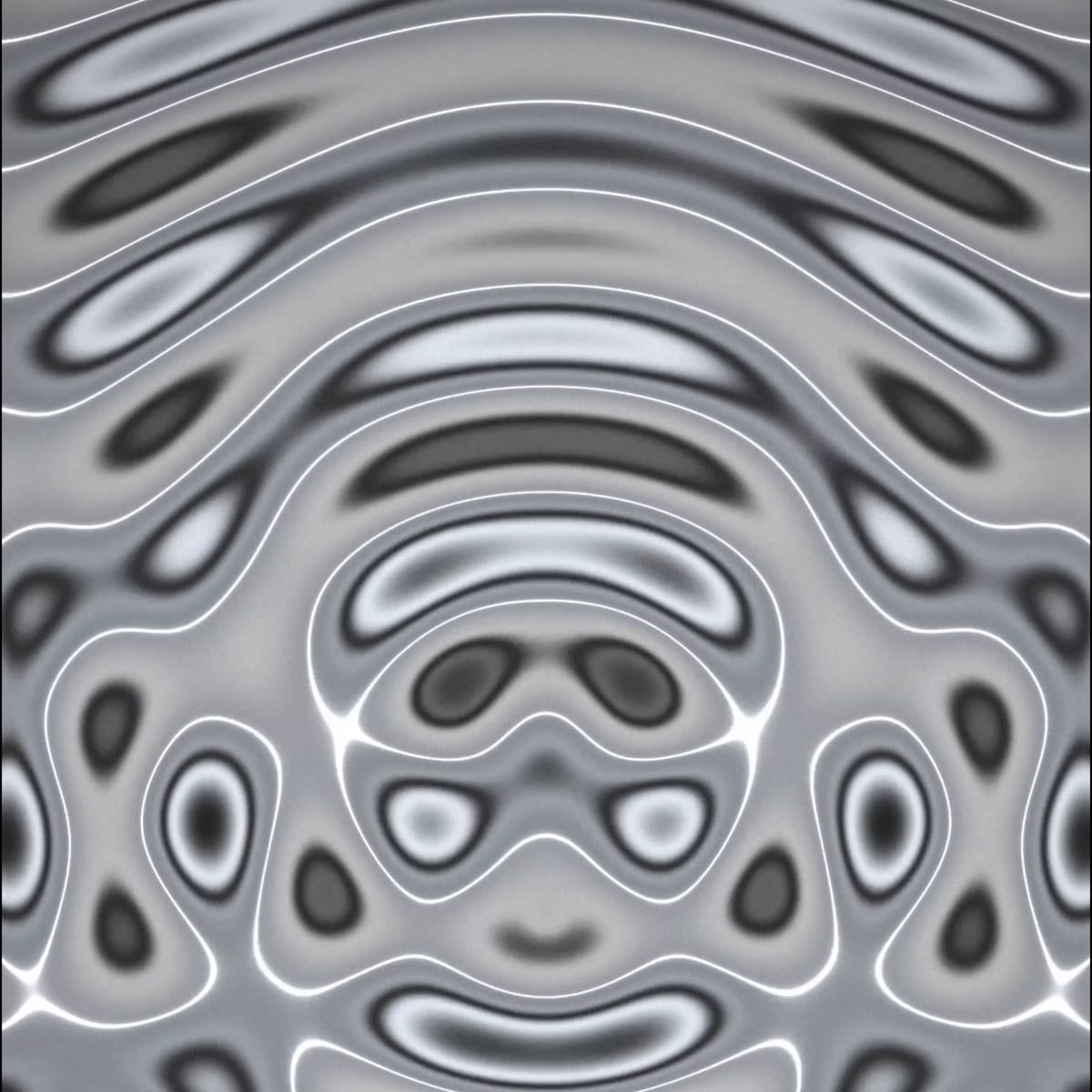 A luminous monochrome field folds into reflected curves and interference patterns in alice's 《Interference Field》.